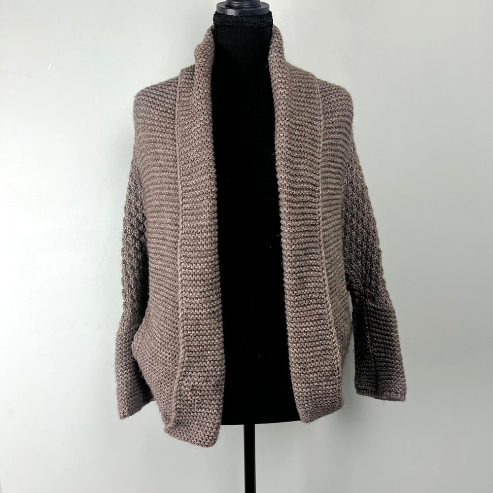 Mimi & Coco Italy Alpaca Merino Wool Chunky Knit Open Front Shawl Cardigan XS